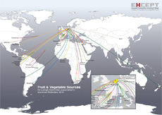 Fruit Vegetable Sources Supermarket from around the world system map diagram